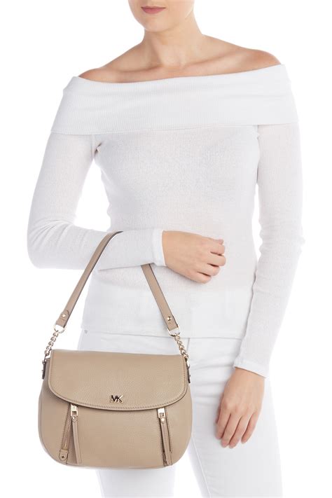 michael michael kors evie small shoulder flap bag truffle|Michael Kors Evie Shoulder Bag .